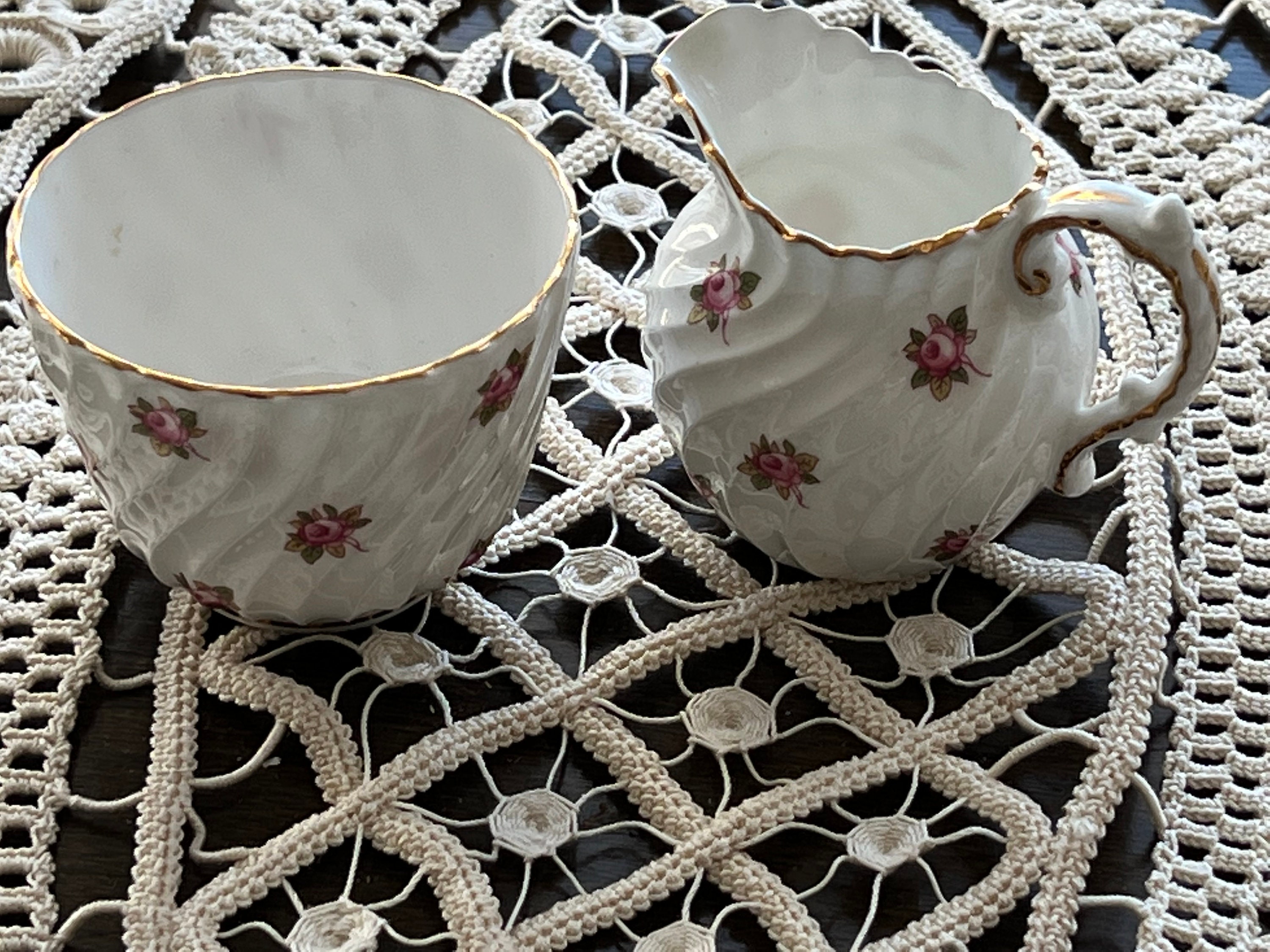 Aynsley Porcelain Mini Rose Pattern Cream + Sugar - Etsy