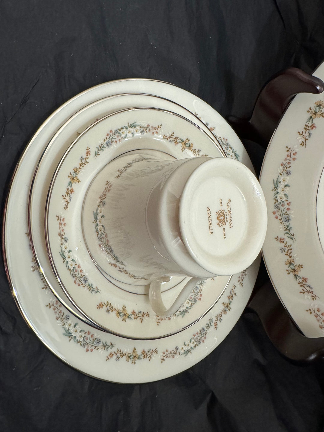 Rondelle Platinum by Gorham Classic Collection Floral Band on Rim 5pc Place Setting Dinnerware Set Etsy