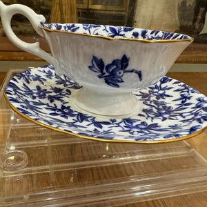 COALPORT COBALT Blueberries  Chintz Tea Cup And Saucer Set