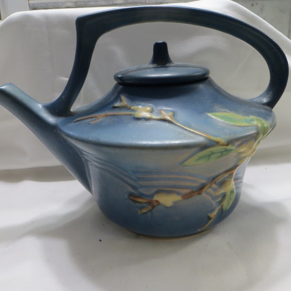 Roseville Pottery Blue Snowberry Tea Pot