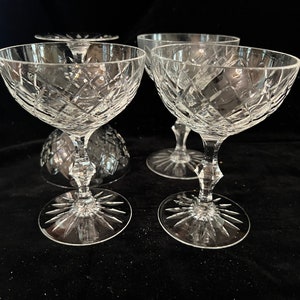 Vintage Hungarian Crystal Champagne Saucers Or Dessert Glasses Set Of 4