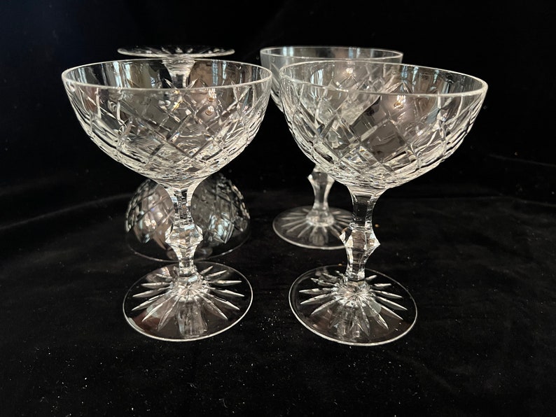 Vintage Hungarian Crystal Champagne Saucers Or Dessert Glasses Set Of 4