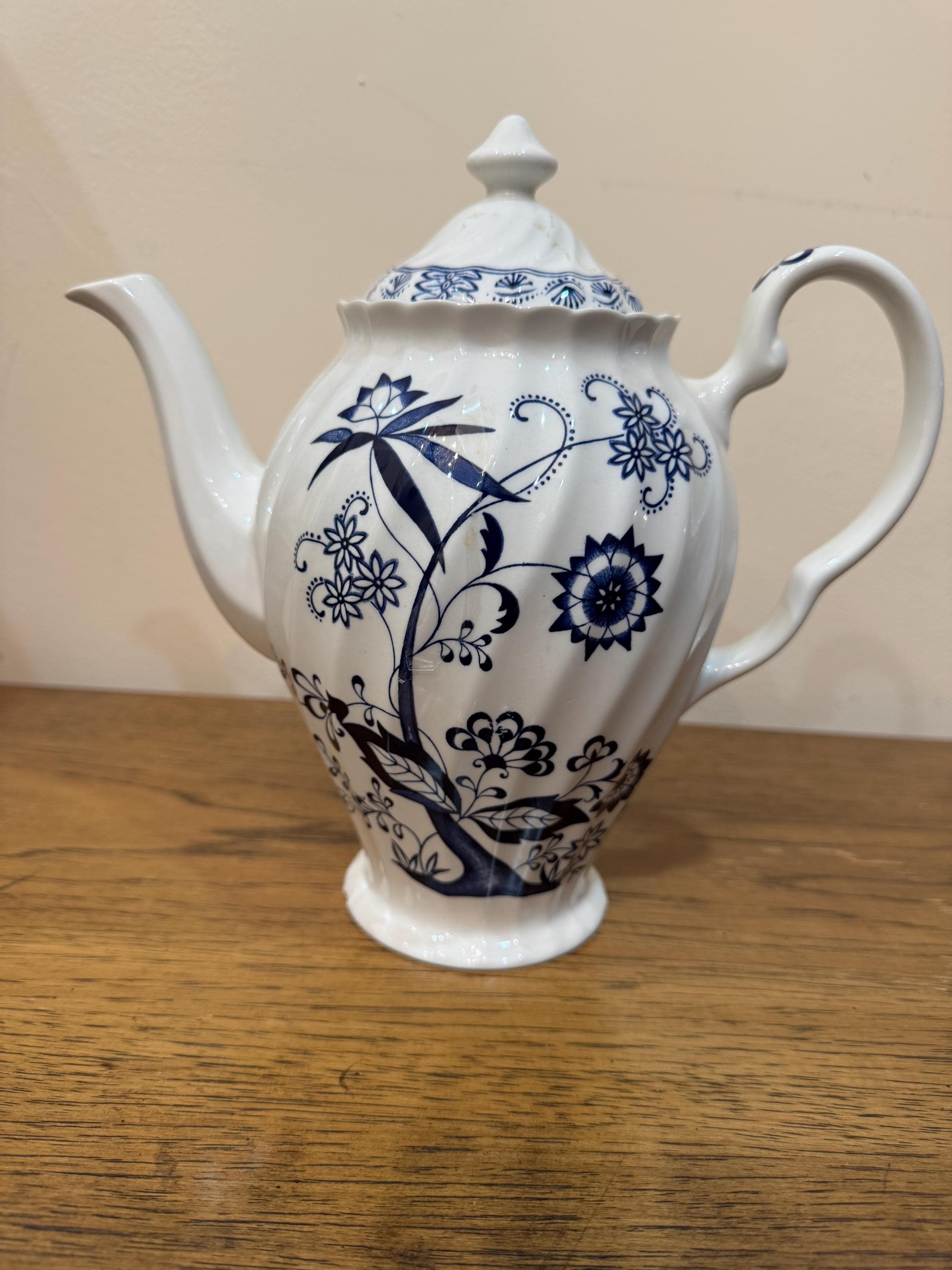 Vintage J.& G. Meakin Blue Nordic Onion Coffee Pot and Creamer