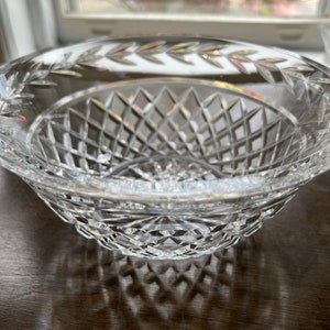 Waterford Crystal 9&quot; Bowl Glandore Laurel Leaf & Diamond Pattern Made In Ireland