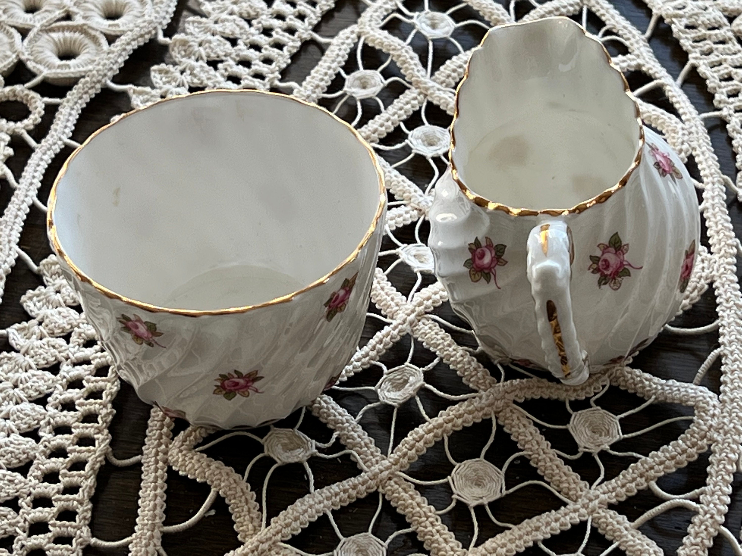 Aynsley Porcelain Mini Rose Pattern Cream + Sugar - Etsy