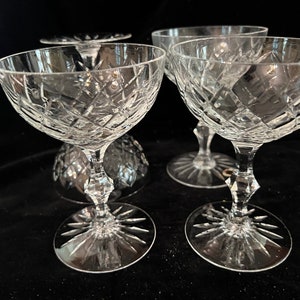 Vintage Hungarian Crystal Champagne Saucers Or Dessert Glasses Set Of 4