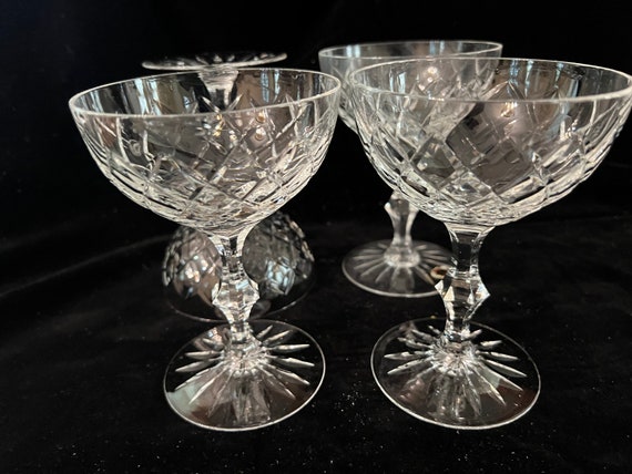 Vintage Hungarian Crystal Champagne Saucers Or Dessert Glasses Set Of 4