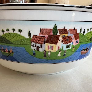 Villeroy And  Boch Design Naif Laplau Round Vegetable Bowl, 7.75 in, White/Colorful No.3 Boaters