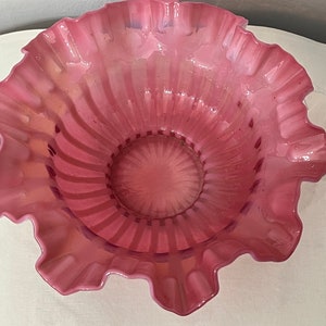 Large Ruffled Cranberry Bowl