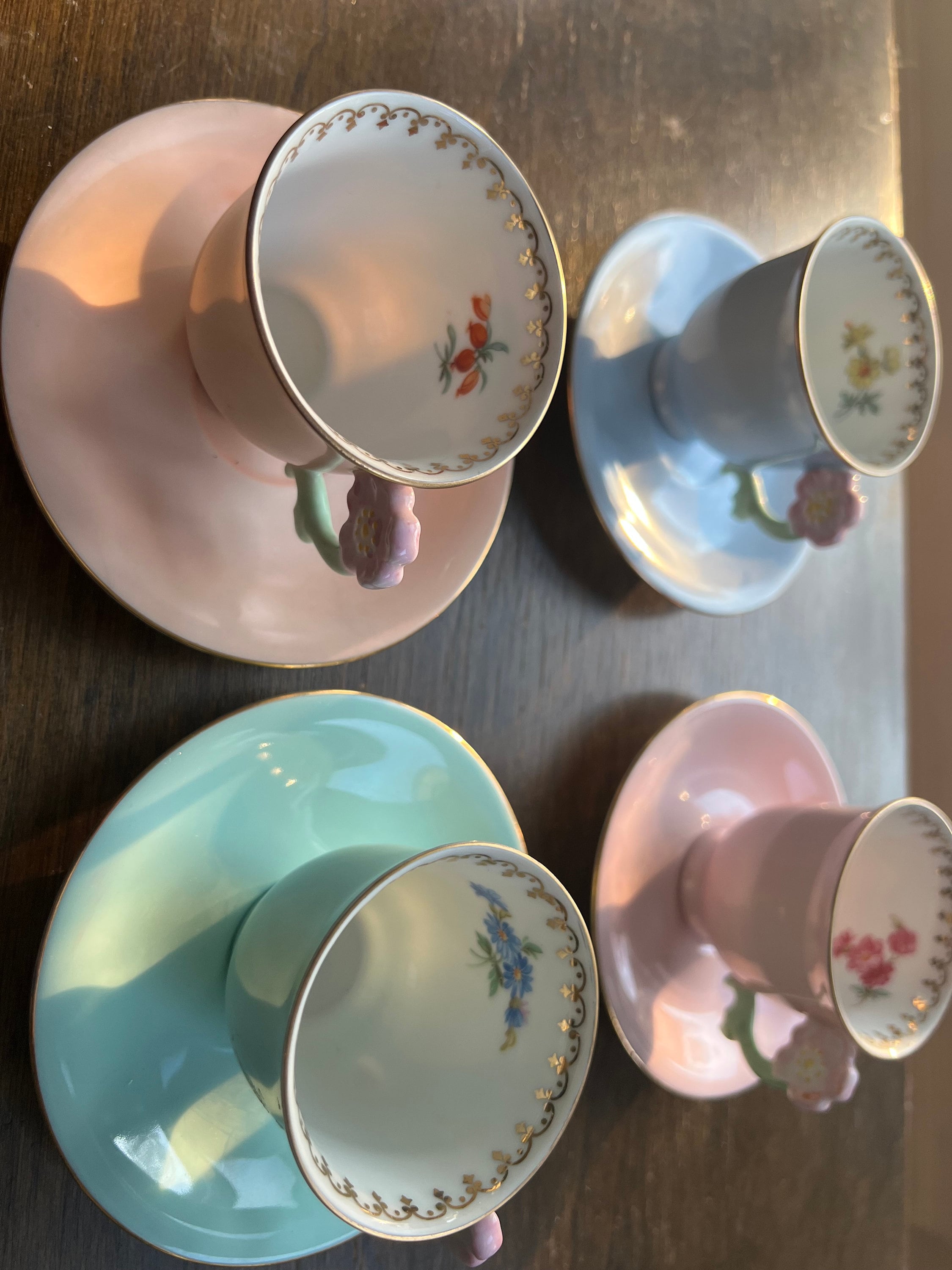 Vintage PULS Czechoslovakia Porcelain Demitasse Set: Floral Cup