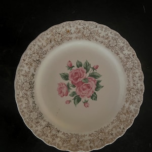 Sebring China USA China Bouquet  Warranted 22K Gold Dinner Plates Set Of 4