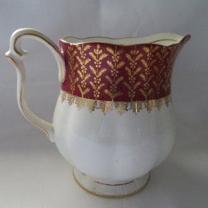 Vintage Queen Anne White With Burgundy Border Filigree Creamer