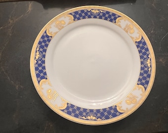 Bohemia Original Cobalt Gold Trim Dinner Size Porcelain Plate Unused