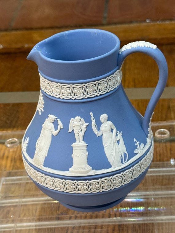 Vintage Wedgwood Jasperware Etruscan Blue and White Jug Pitcher - Etsy