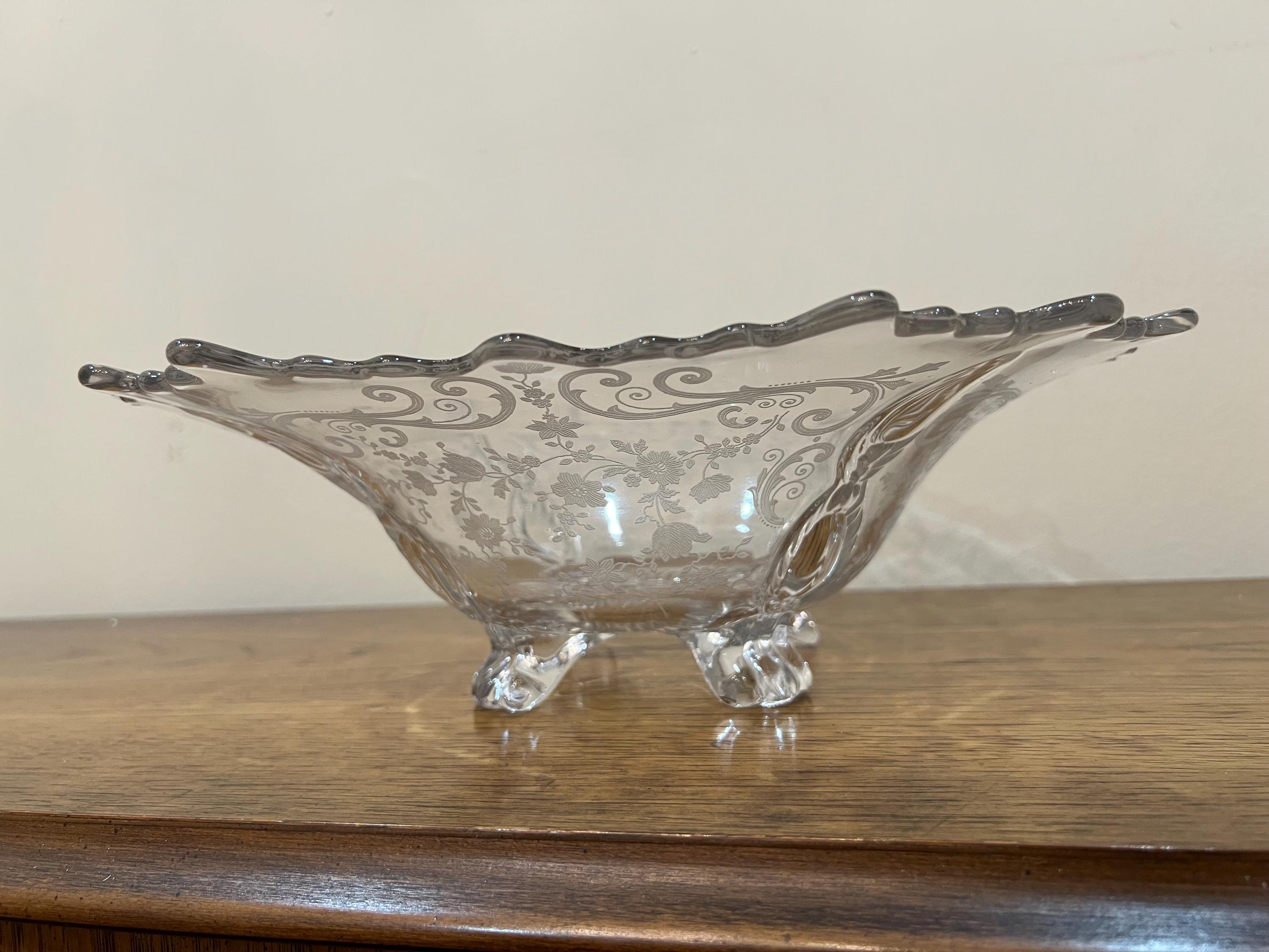 ケンブリッジローズポイントクリスタル脚付きセンターピースまたは