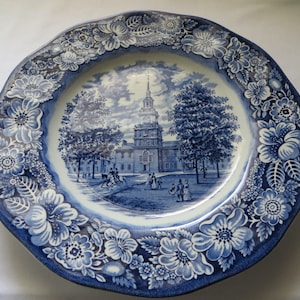 Staffordshire Liberty Blue Independence Hall Dinner Plate