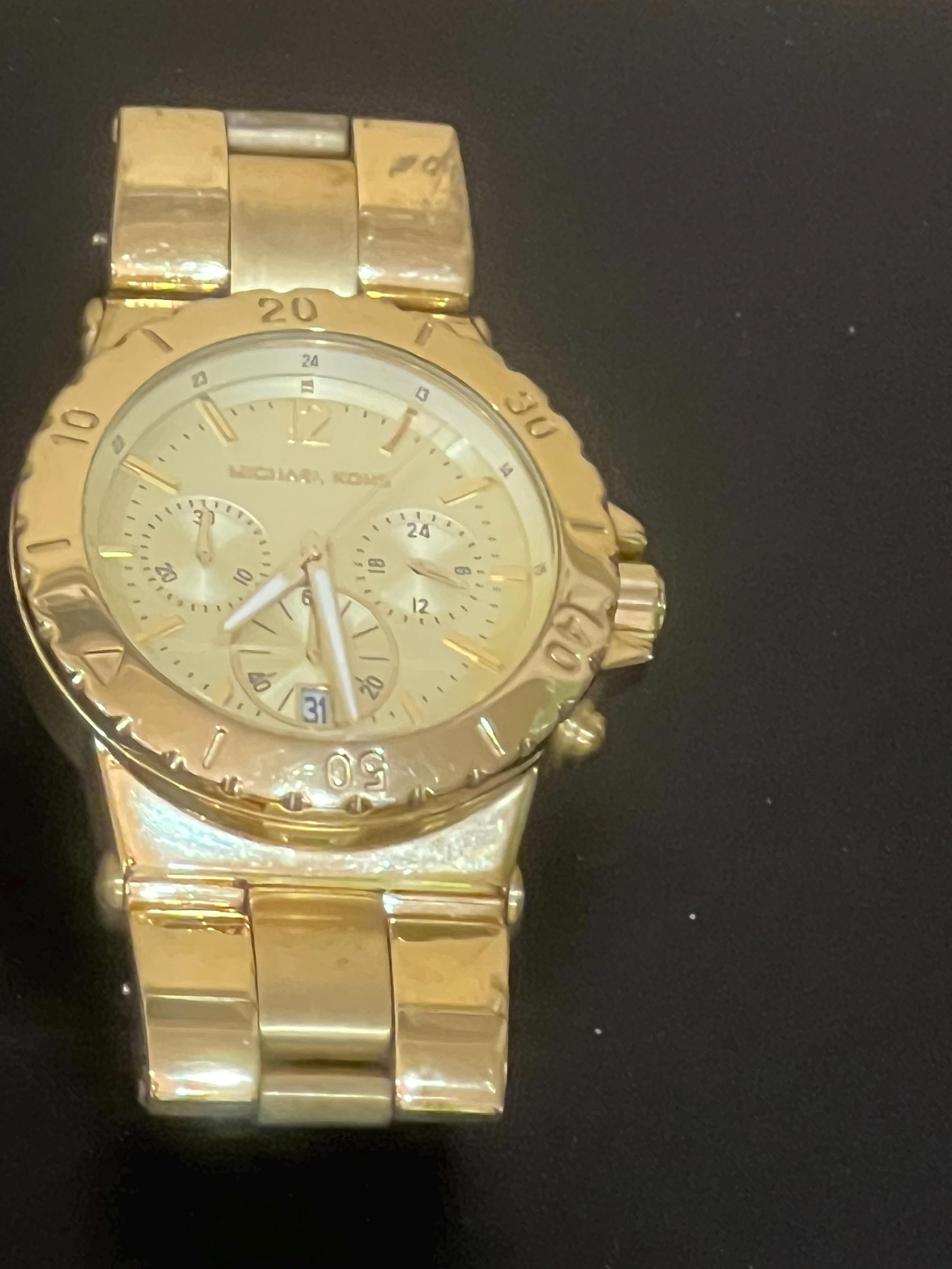 Michael Kors Dylan Gold Watch- MK5313 Michael Kors Dylan Gold Dial Gold Steel Strap Watch for  main image 2