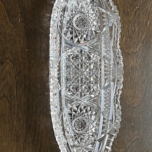 Vintage ABP American Brilliant Cut Glass Relish Dish: Hobstars ...