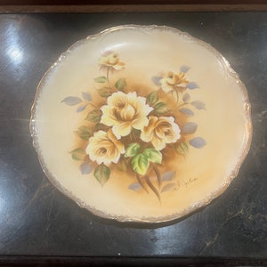 VTG Japan Nippon Hand Painted Signed Floral Wall Plate 10.5&quot;