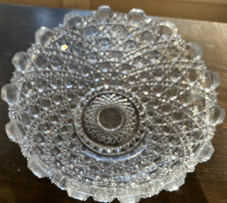 American Brilliant Harvard Coin Edge Fruit Bowl C 1900 9IN Wide By 4IN American Brilliant Harvard Coin Edge Fruit Bowl C 1900 9IN Wide By 4IN