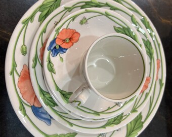 Vintage Villeroy & Boch Amapola Dinnerware Service for 1 , 5 Pc