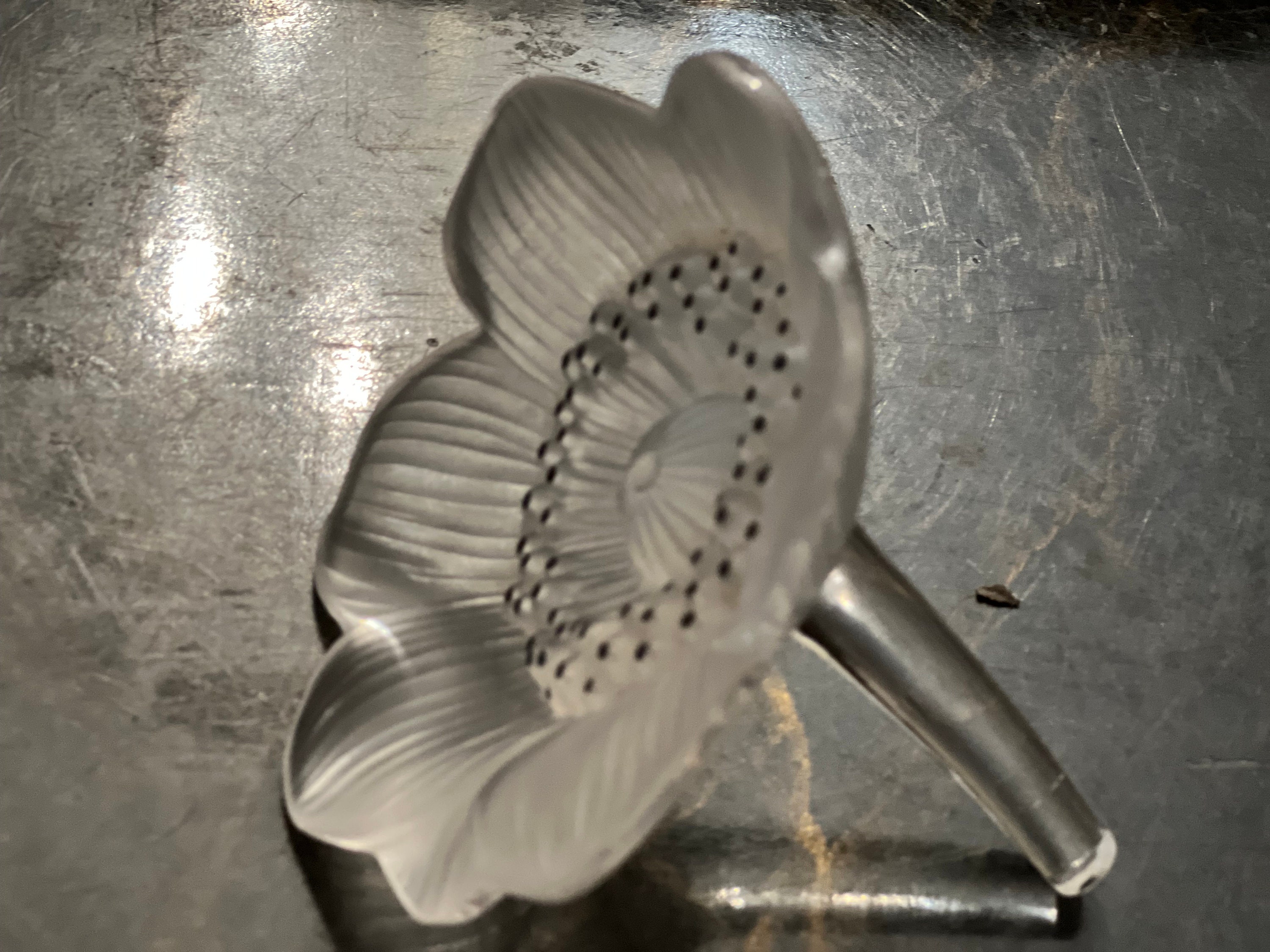 Lalique ANEMONE SCULPTURE Clear Crystal Black Enamelled - Etsy