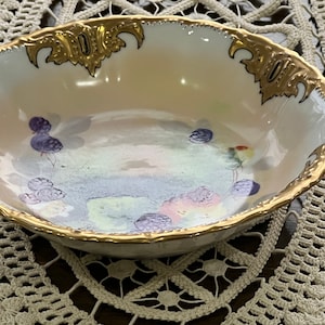 Wheelock  Limoges France Hand Painted Signed Fruit Dessert Bowl 6.75&quot;