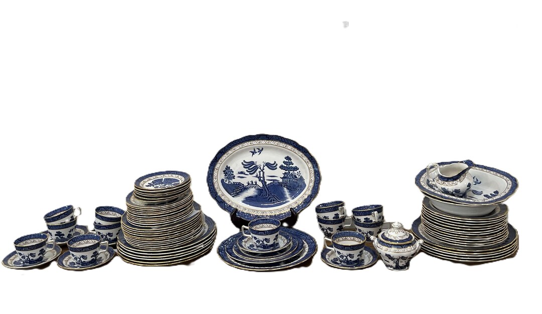   Old Willowロイヤルドル　４枚セット　皿 Royal Doulton Booths Real Old Willow Dinnerware: England, 1981 - Etsy