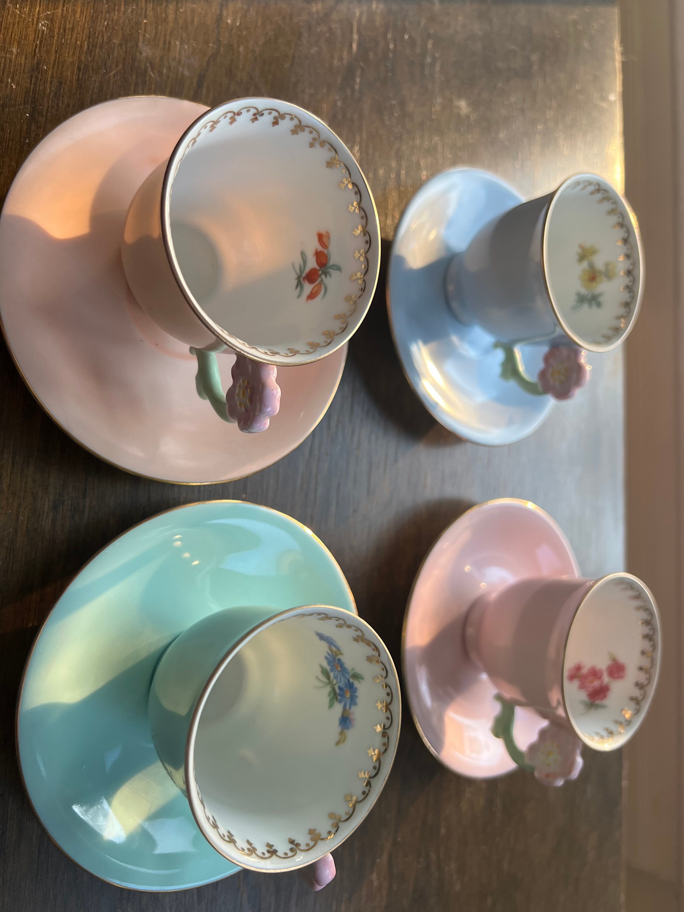 Vintage PULS Czechoslovakia Porcelain Demitasse Set: Floral Cup