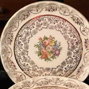 Vintage 1930 Atlas China USA Garantiertes 22K Gold / 6 Stück Dessertteller Set