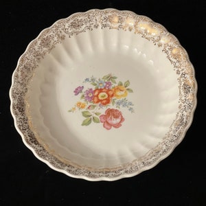 Vintage Sebring Pottery USA Schüssel In Meissen Rosenmuster KS384 Garantierter 22K Goldrand 18 cm