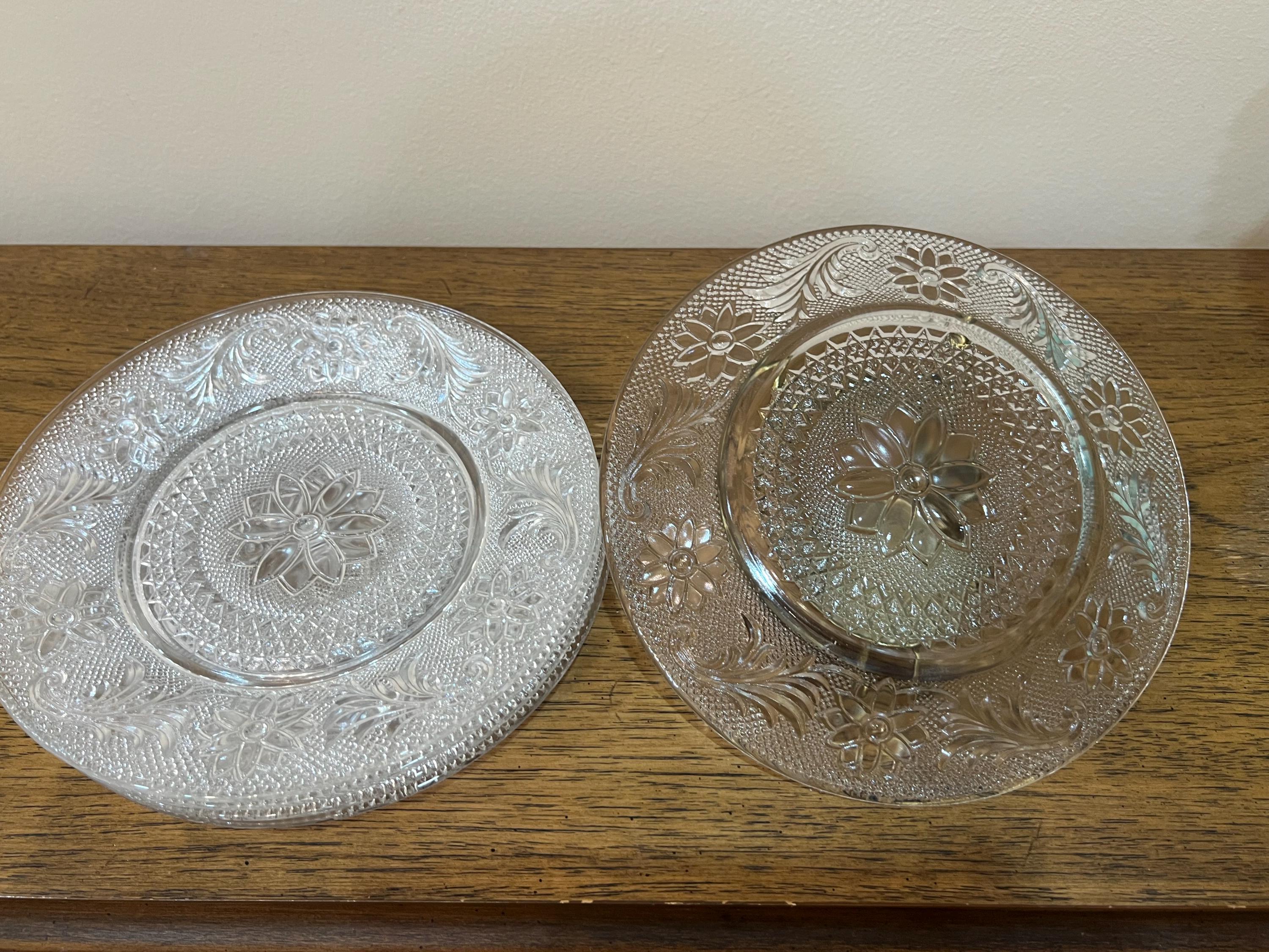 Indiana Glass Co - SANDWICH CLEAR Luncheon Plates #170 - 8 3/8