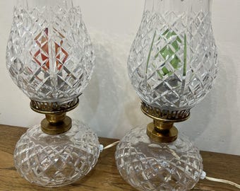 Vintage Electric Hurricane Lamp Hurricanes by Waterford Crystal Set of 2