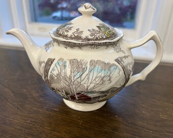 Vintage JOHNSON BROTHERS The Friendly Village, Teapot & Lid  ("Made in England" Backstamp)