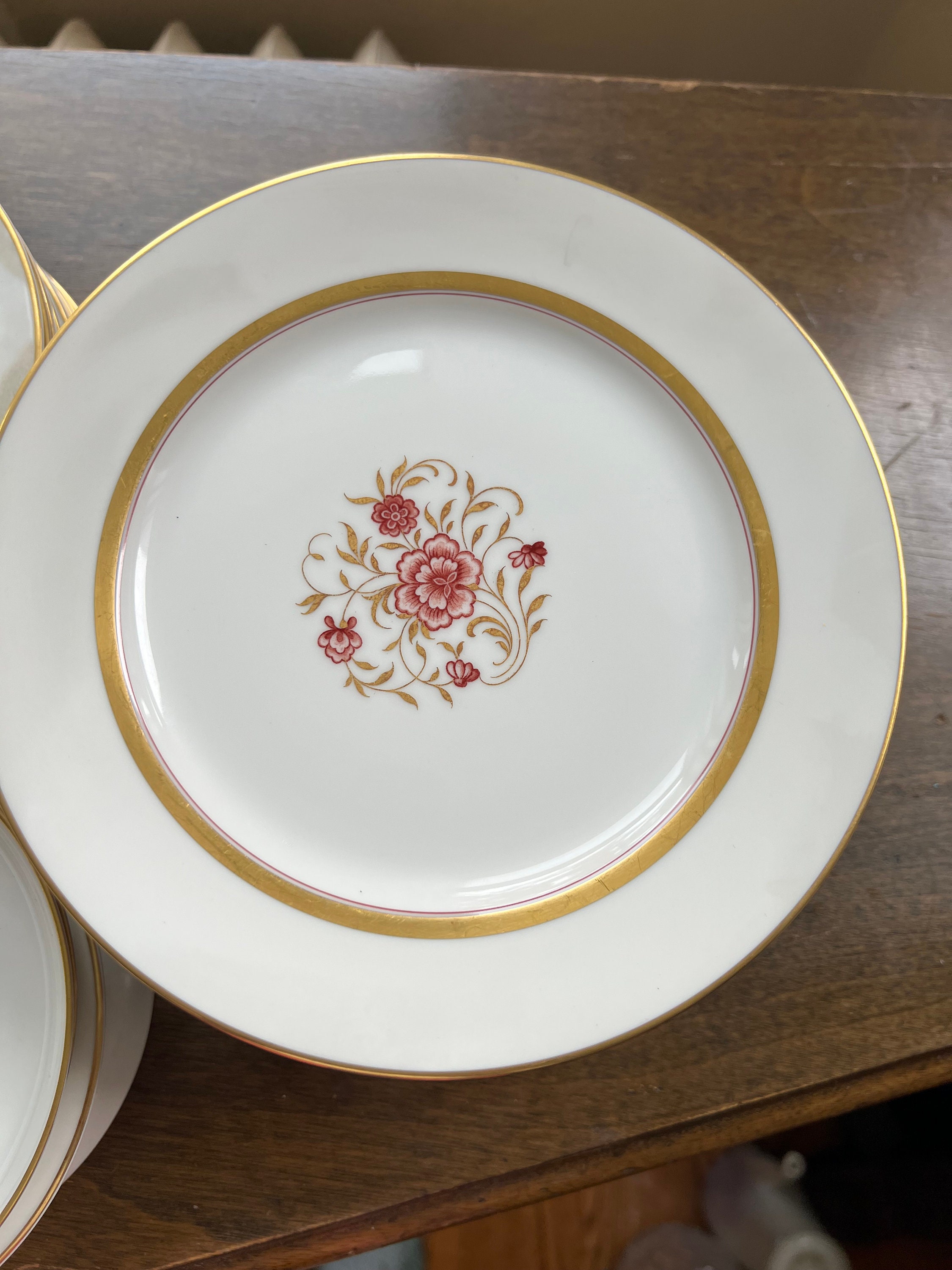 Vintage Rosenthal Helena Sovereign Salad Plates - Red Flowers
