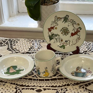 Royal Falcon Ironstone Children&#39;s Dinnerware Set Weatherby Hanley England 4PC
