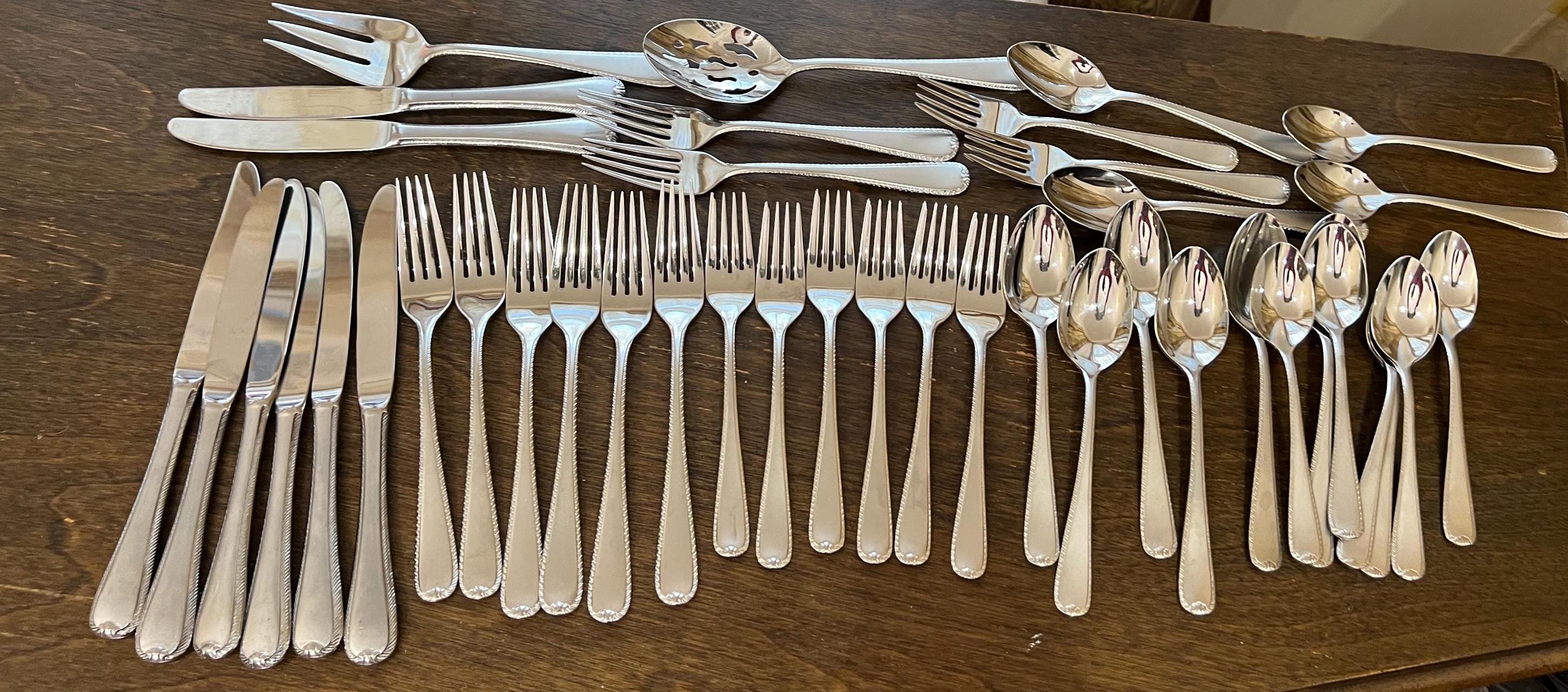 Gorham Ribbon Edge Frosted Stainless Steel Flatware Set for Made
