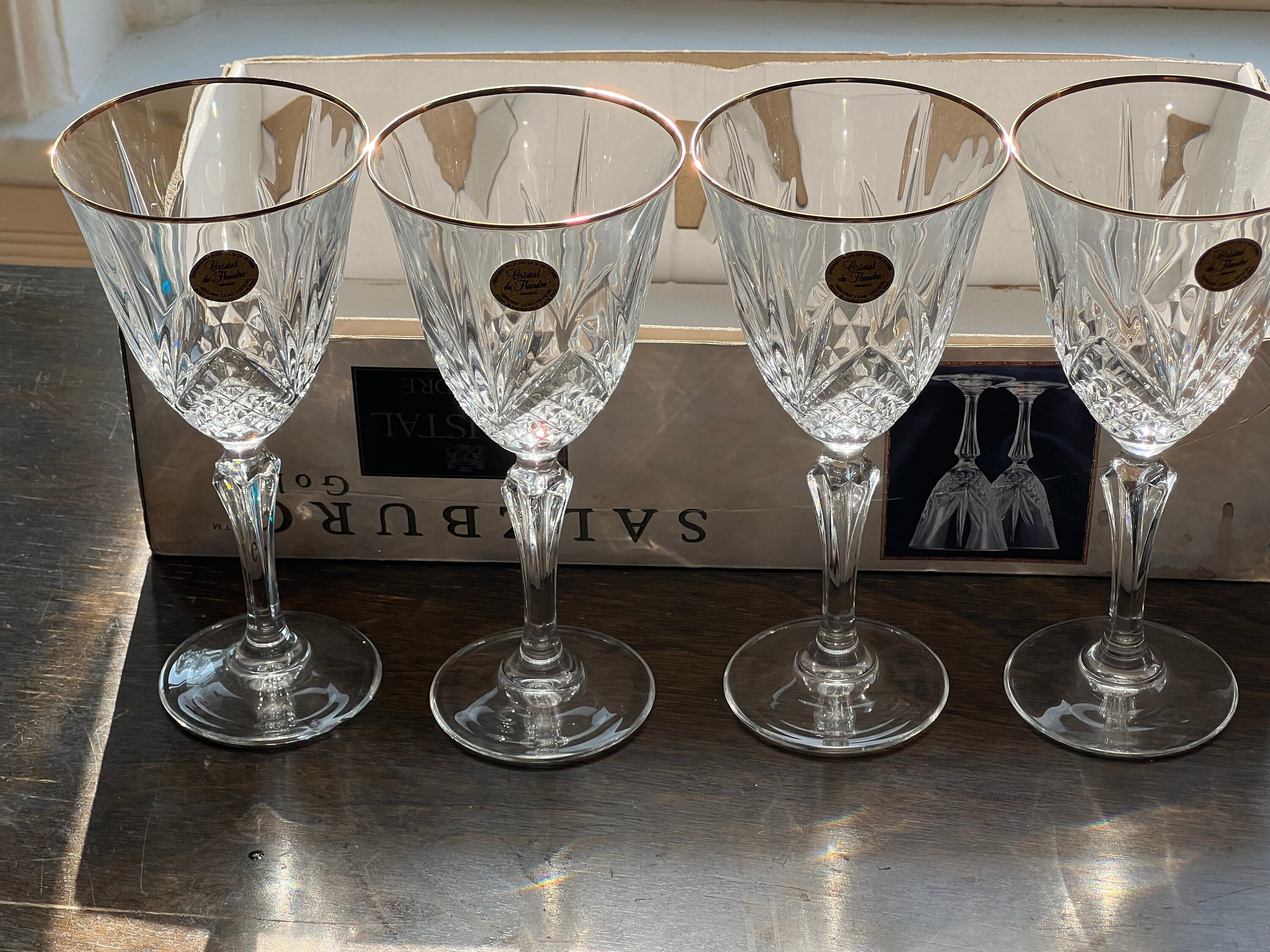 CRISTAL FLANDRE France SALZBERG Gold Echt Bleikristall Crystal