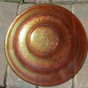 Vintage Marigold Carnival Glass Bowl 11 Inch