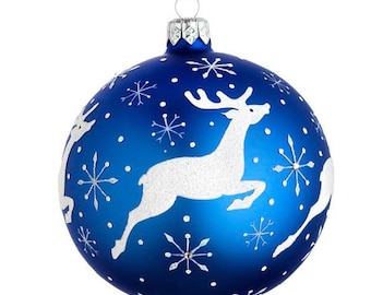 Reed And Barton Classic Stag Ball Christmas Ornament Blown Glass