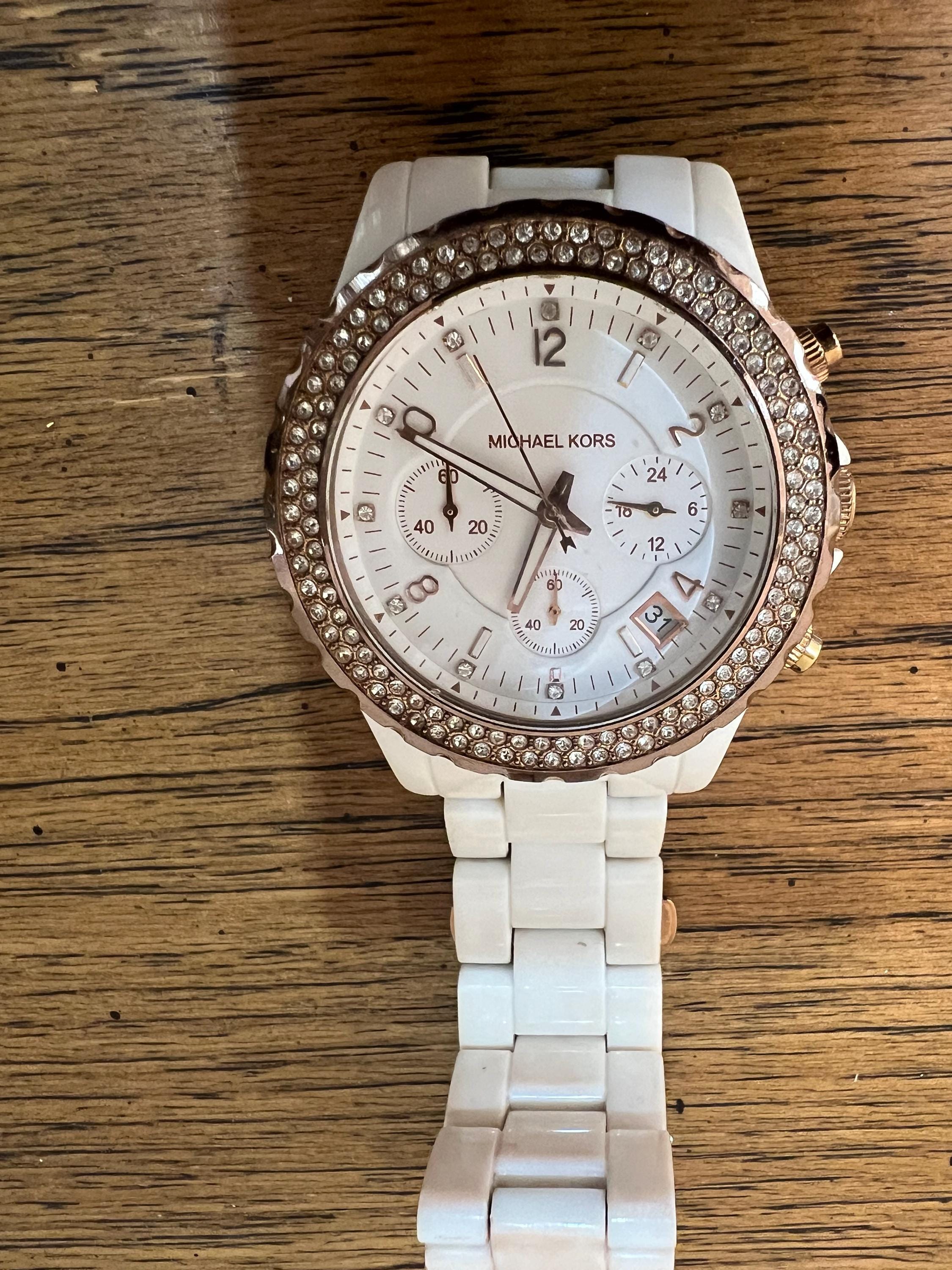 Michael Kors Chronograph Quartz Crystal White Dial Ladies Watch
