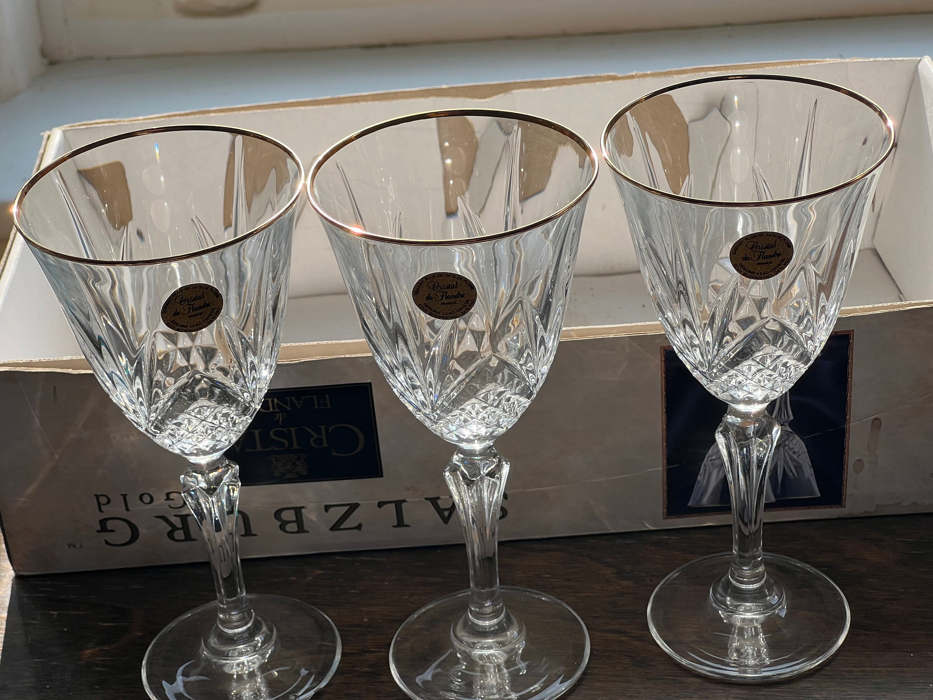 CRISTAL FLANDRE France SALZBERG Gold Echt Bleikristall Crystal