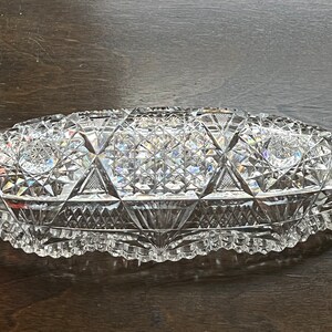 Vintage ABP American Brilliant Cut Glass Relish Dish: Hobstars ...