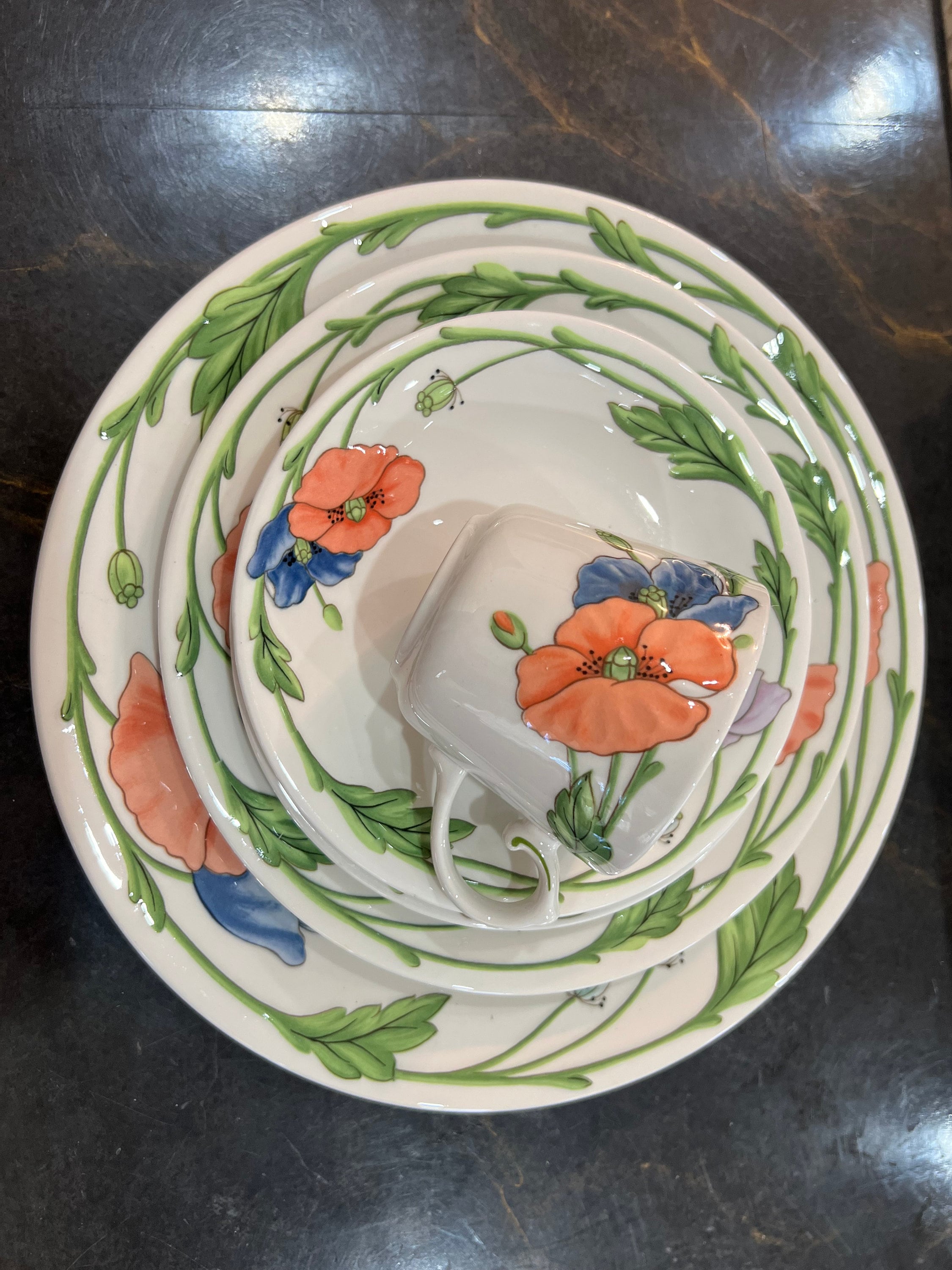 Vintage Villeroy & Boch Amapola Dinnerware Service for 1 , 5 Pc