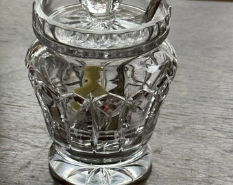 Vintage Apotheker-Kristalldose | Boho Cut / Crystal Marmeladenglas / oder Zuckerdose / mit Löffel und Deckel | Ausgezeichnetes Muttertagsgeschenk