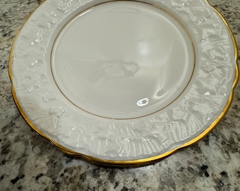 Royal Stafford Bone China Salad Plate: Embossed Ivy, Gilt Trim