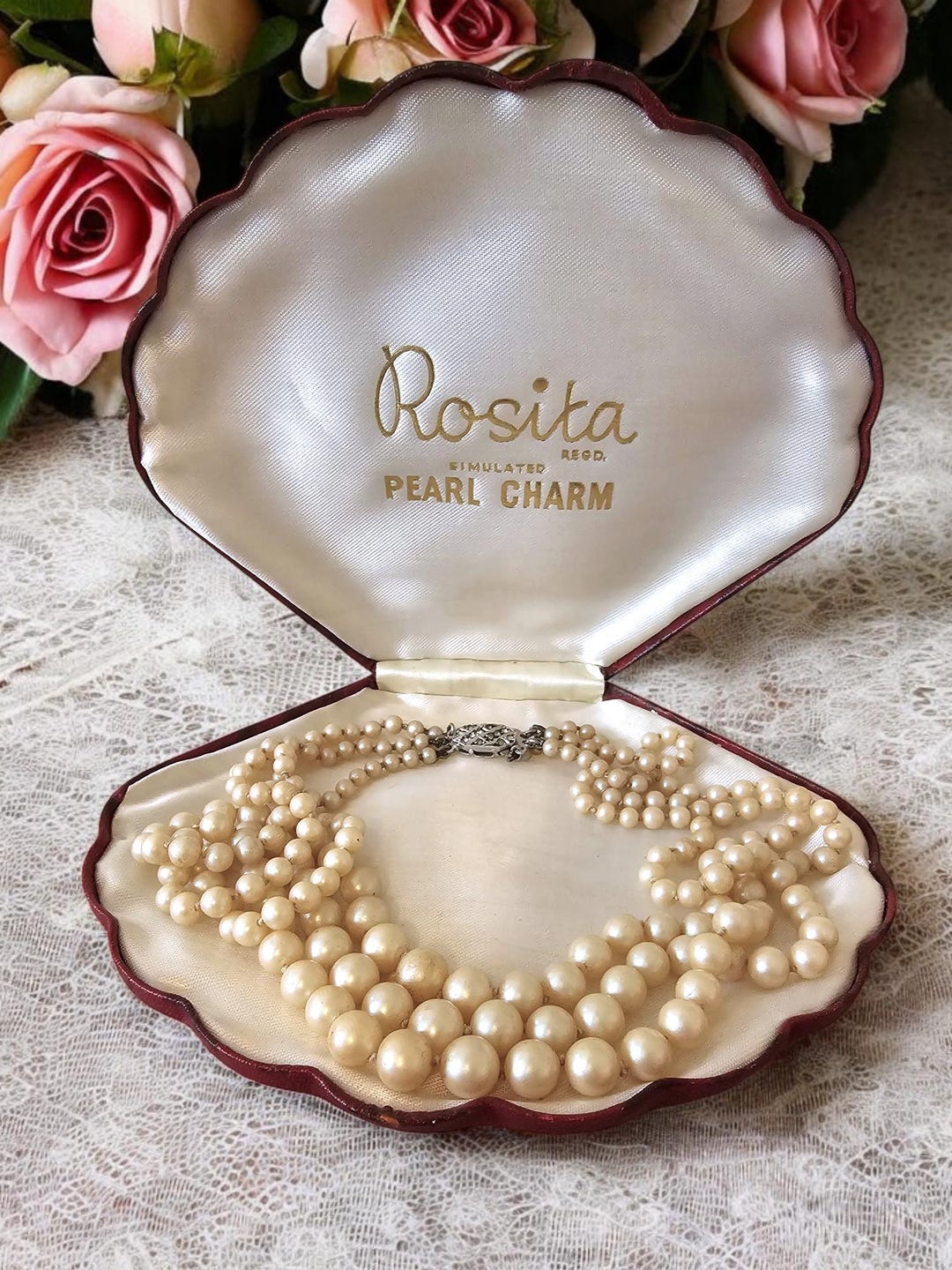 Vintage Rosita 1920s Art Deco Antique Triple Strand Cream White Pearl ...
