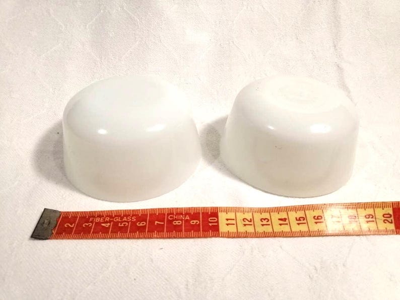 Vintage pair of ovenproof Anchor Hocking Fire King milk glass/white glass ramekins, utility bowls or custard cups, made in USA circa 1980s. image 9