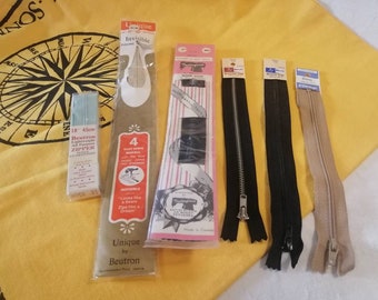 Vintage Zipper Lot: 1960s-70s Sewing Supplies, Various Brands