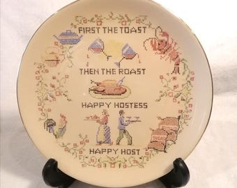 Vintage Ceramic Kitchen Plaque: 1970s Retro Wall Plate